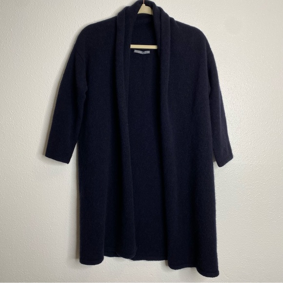 Erdaine Knitwear Open Front Wool Sweater Navy S - Picture 1 of 6